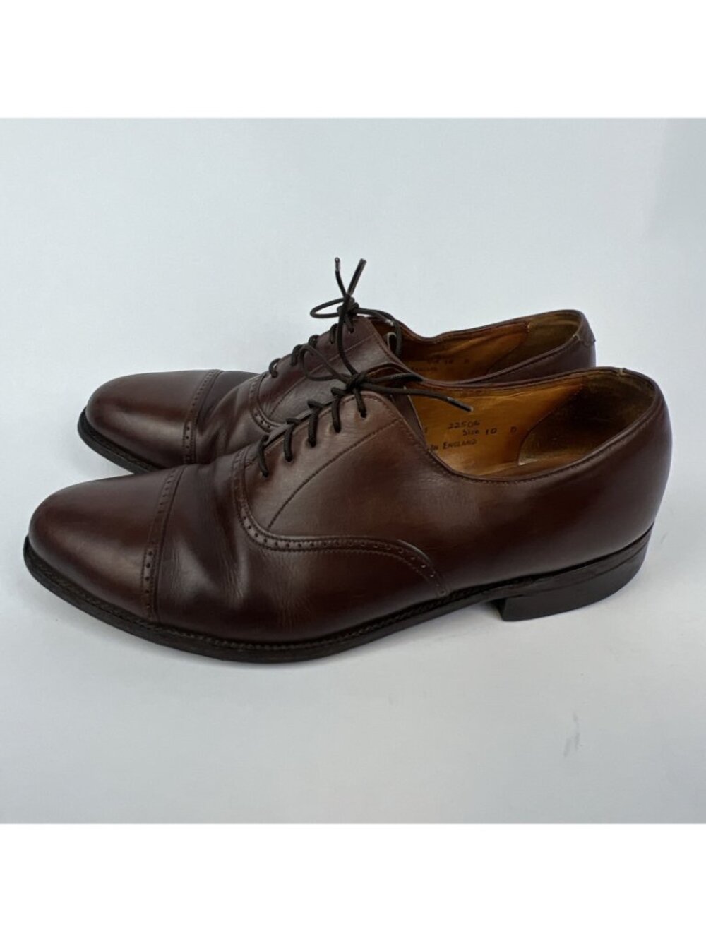 Lord & Taylor Brown Cap Toe Oxford Dress Shoes – Size 10 | Made in England - Picture 4 of 7